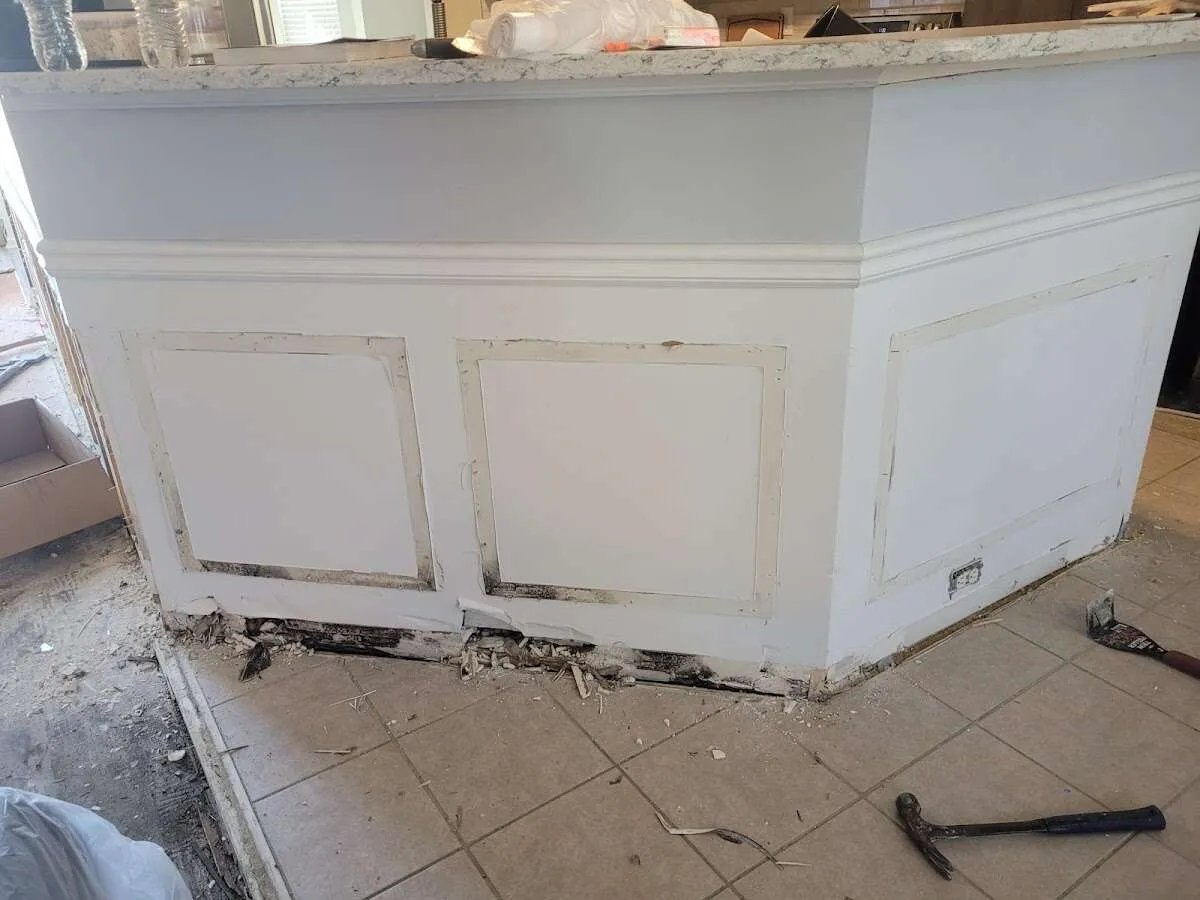 Water damage and mold on kitchen during Storm Damage Restoration in Dayton